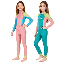 跨境新款儿童潜水服2.5MM连体长袖保暖浮潜衣女童游泳冲浪水母服