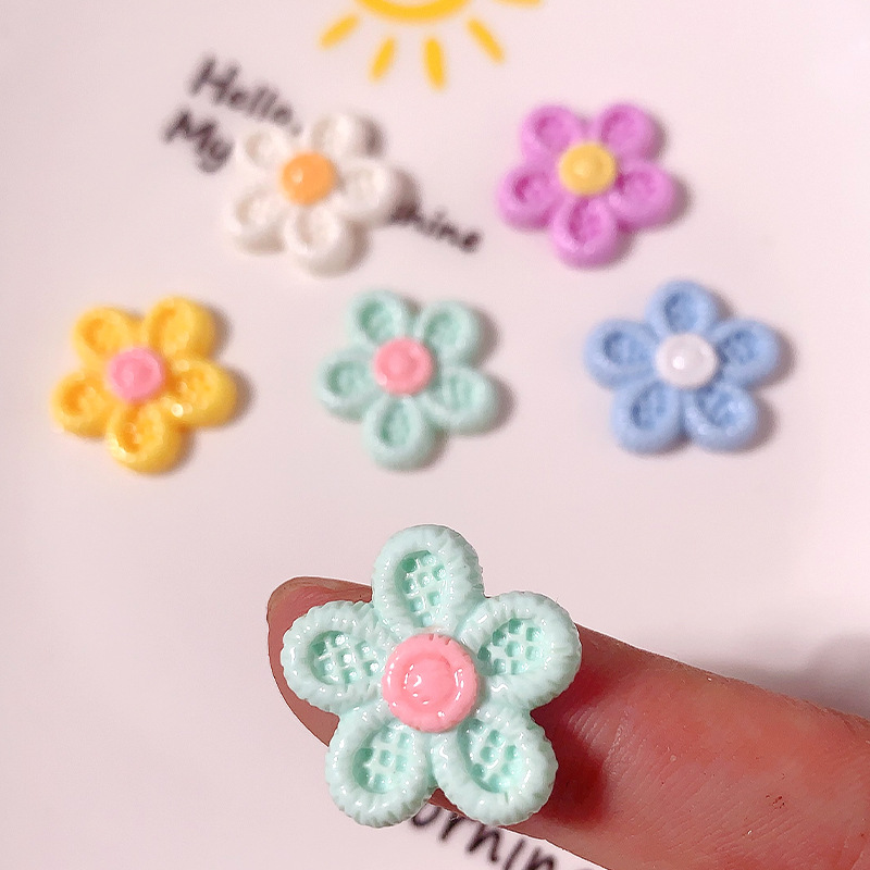 Transfronterizos nueva rejilla de cinco pétalos flor diy accesorios de resina crema pegamento para el cabello adornos de cabello cuerda de cabello caja de teléfono celular taza de agua parche