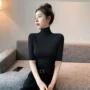 高领春秋新款修身中袖