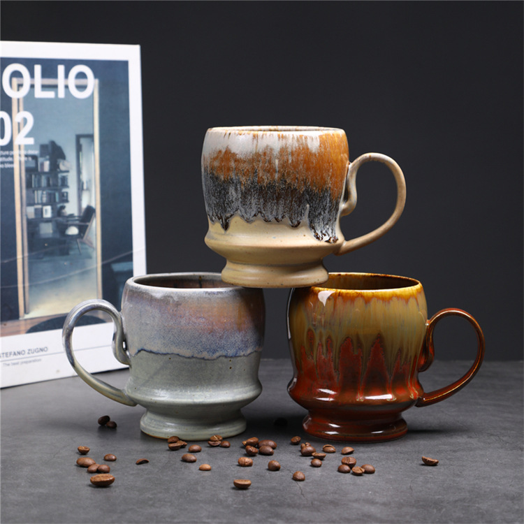 Vintage Ceramic Coffee Mug Large Capacity Kiln Fired Water Cup_voghion.com