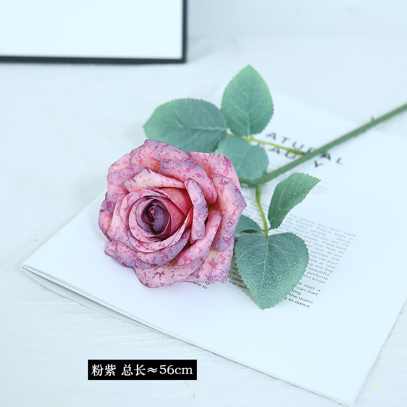 ハイエンド造花ヨーロッパレトロ油絵風スノーフレークローズ造花ホームウェディング装飾装飾品卸売|undefined