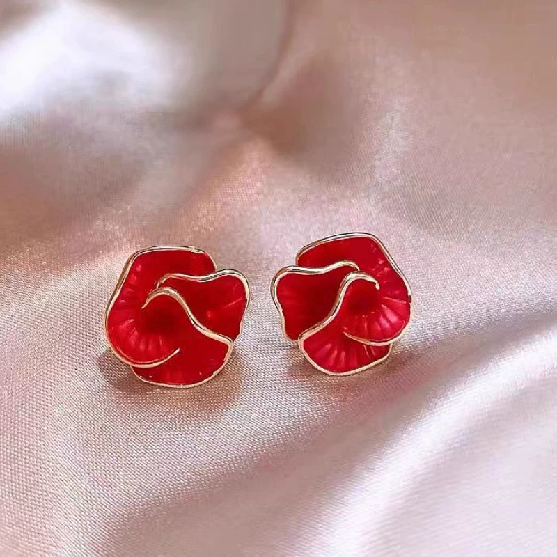 Сережки камелия (горный чай) французский стиль, элегантный легкий люкс, варианты с жемчугом и цирконием