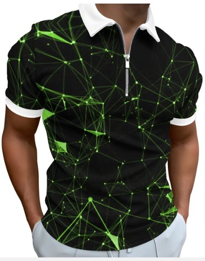 2023 Comercio exterior nuevo Amazon Transfronteriza Popular Impresión digital a rayas de manga corta camisa polo de solapa camisa de Paul