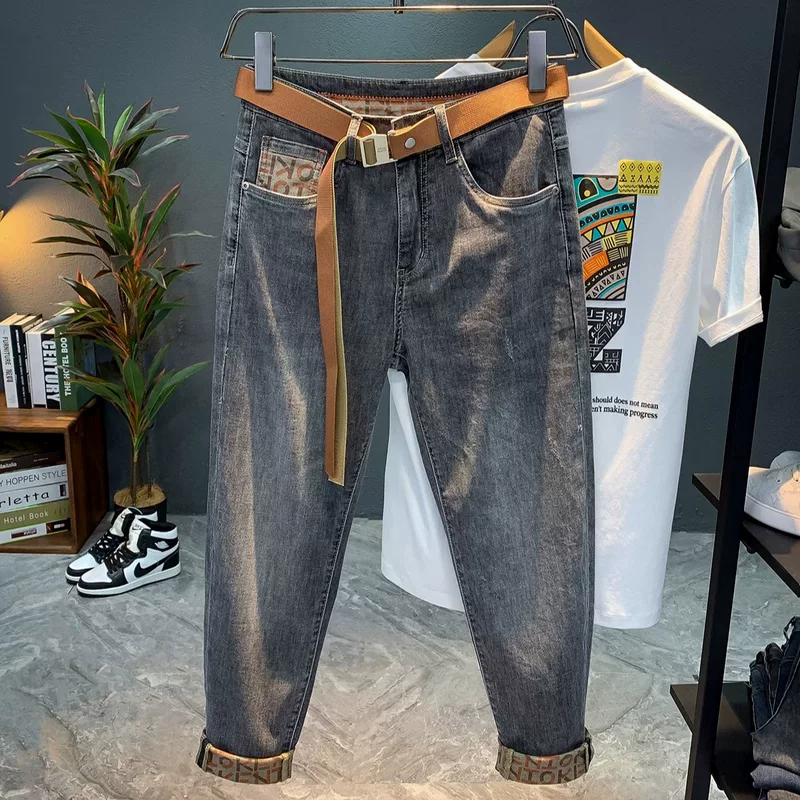 Джинсы стирки, полупальто элитной моды с молнией, 2024 год, slim fit