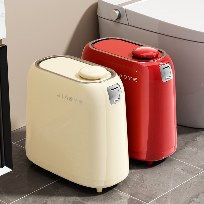 Large Capacity Household Trash Can with a High-End Feel, Suitable for Bathroom and Toilet Use, Featuring a Press-Open Lid and Narrow Design Large Capacity Household Trash Can with a High-End Feel, Suitable for Bathroom and Toilet Use, Featuring a Press-Open Lid and Narrow Design