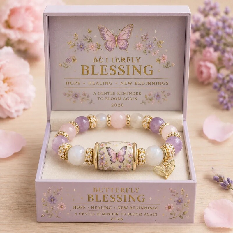 Cross-Border New Product Cardinal Garden Cardinal Bluebird Butterfly Commemorative Bracelet Pink Crystal Bracelet