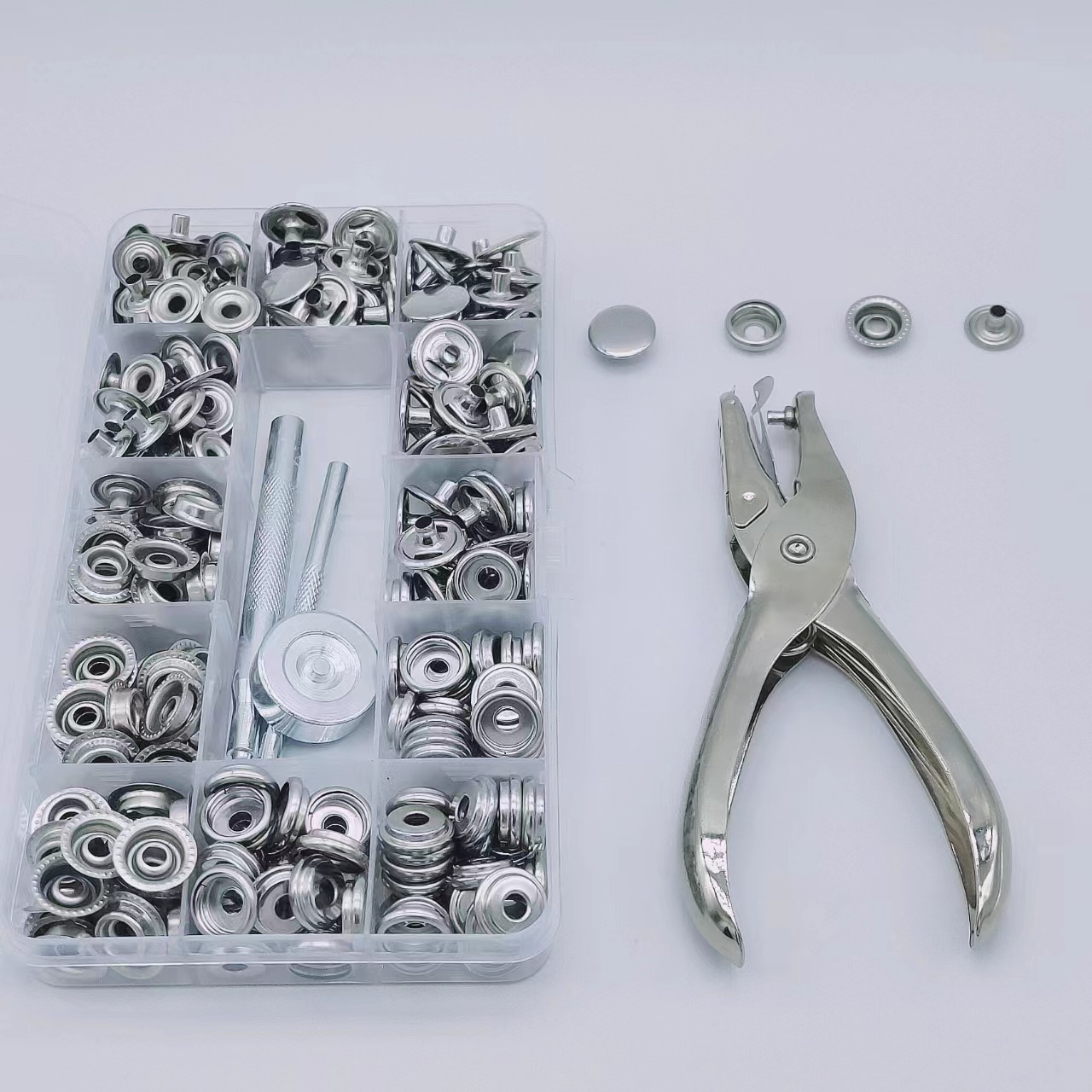 Para transfronteriza 201 # Acero inoxidable gran hebilla blanca broche + caja de montaje instalación herramienta jeans ropa