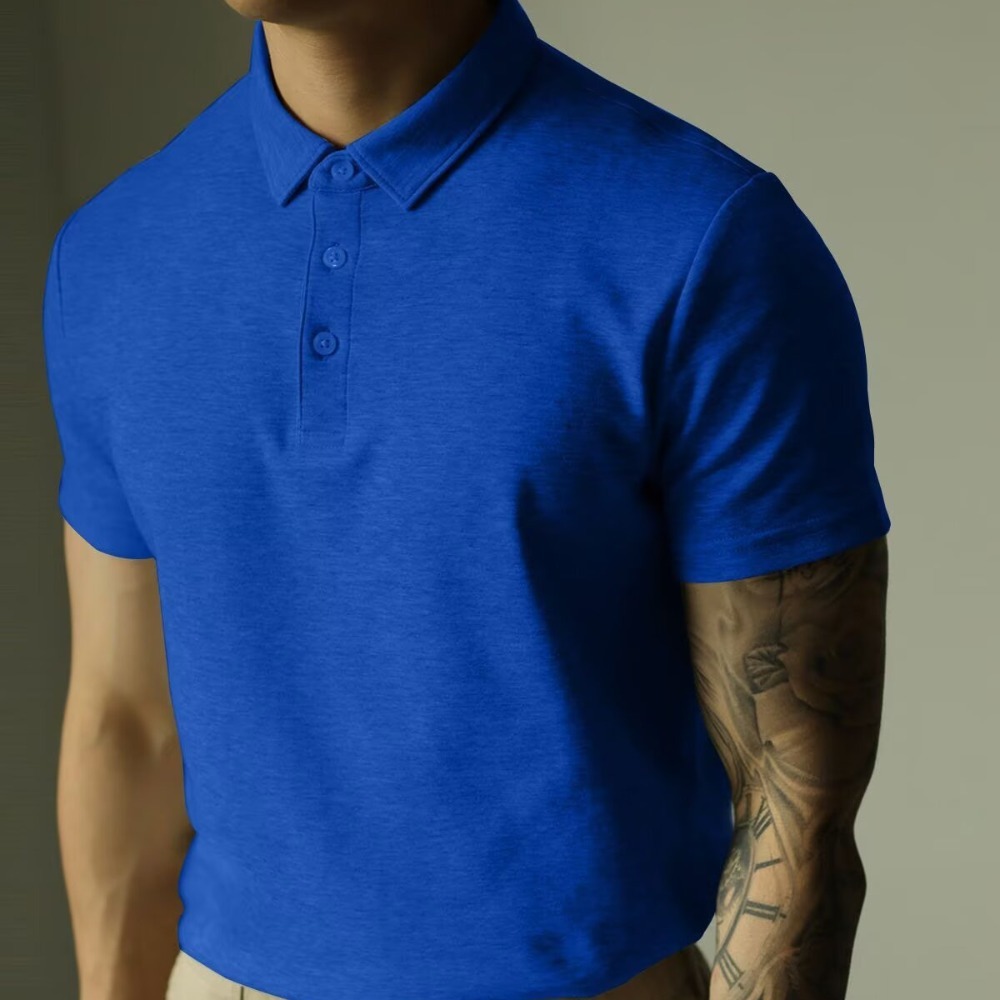 Camiseta de polo con cuentas de seda de hielo americano Camiseta de trabajo de manga corta delgada de manga corta para hombre Camisa de Paul de viaje informal de negocios