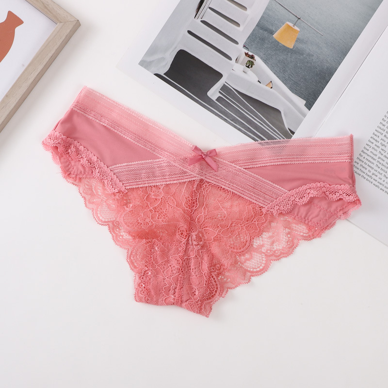 Pantaleta de Encaje de Tiro Bajo para Mujer de Nailon Sin Costuras