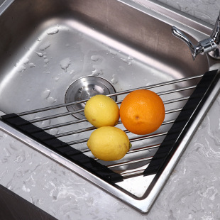 Kitchen Stainless Steel Drain Rack Triangle Drain Rack Sink Drain Bowl Rack Foldable Room Storage Rack