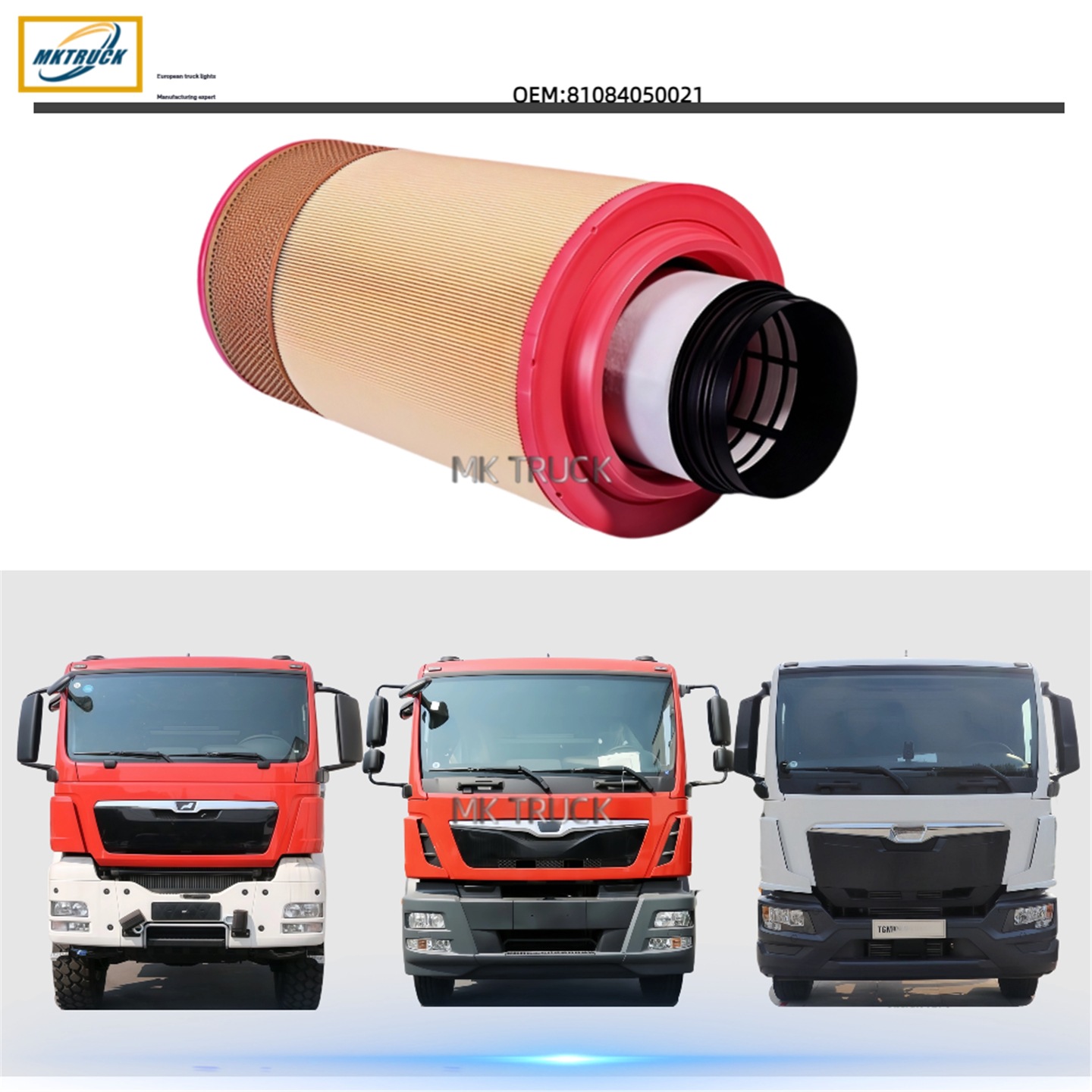 El filtro de aire exterior 81084050021 es adecuado para la fábrica de piezas de la serie de camiones Man MAN