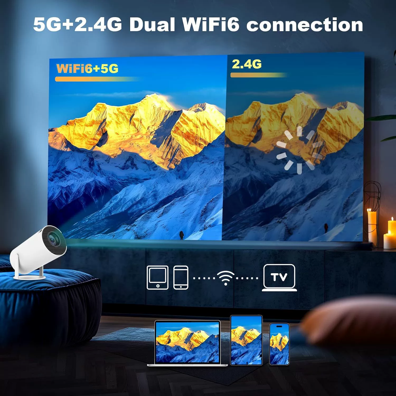Пореход Genuine hy300pro барабанный проектор домашний Android 13 Bluetooth 4K маленький портативный мини проектор