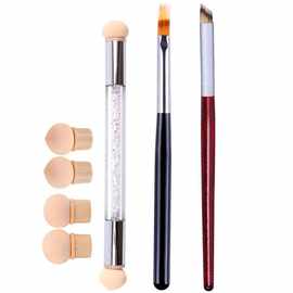 美甲工具套装海绵晕染笔斜口点戳笔方格纹路画花笔彩绘花卉美甲笔