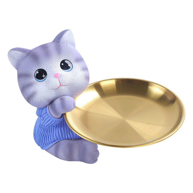 Камин тарелка с фруктами милый счастливый кот креативный поднос украшение прихожей хранение ключей домашнее настольное офисное украшение