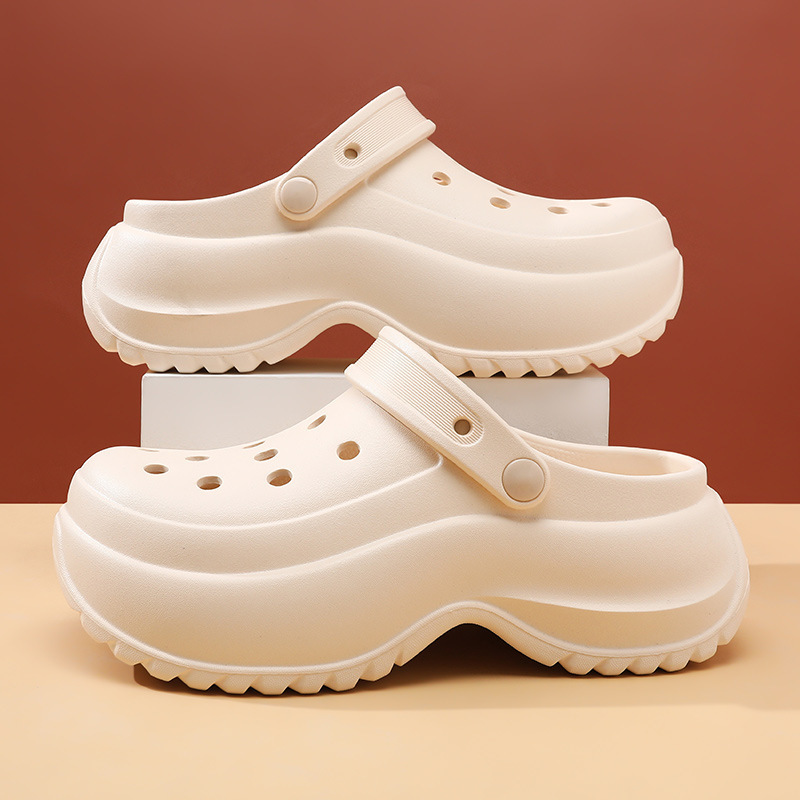 EVA Thick-soled Hole Shoes Height-increasing Women's Summer Outwear Slippers Wear-resistant Non-smelly Foot-resistant Non-slip Garden Shoes