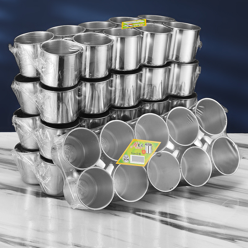 Kindergarten 304 stainless steel mouth cup cup cup cup jar children with handle small cup drinking cup jar