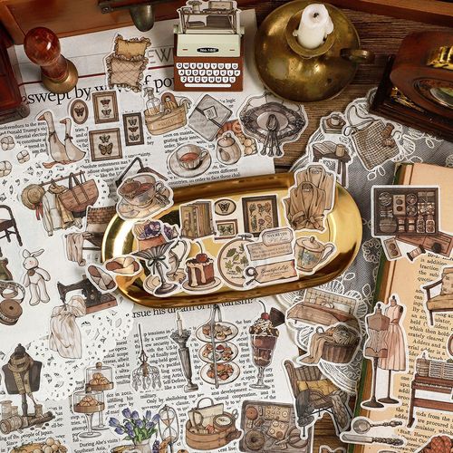 infeelme sticker pack retro prologue series retro handbook DIY material decorative stickers 40 pieces in 4 styles