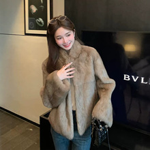 【上东老钱】新款兔毛皮草大衣女短款年轻版小立领显瘦毛毛外套冬