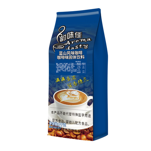 Blue Mountain Coffee three-in-one instant brewed coffee Blue Mountain flavor bag 1KG factory direct supply of coffee machine raw materials