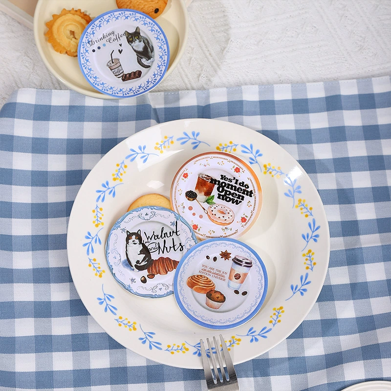 番茄酱少女 Simulation creative post-it notes, bowls, dishes and dishes series, plate hand account base collage sticky notes