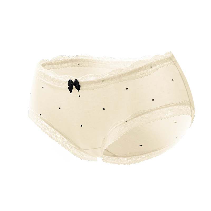 Niña dulce niña retro borde de encaje 2025 nuevo estilo entrepierna de algodón puro entrepierna antibacteriano sin clip cadera ropa interior transpirable para mujer