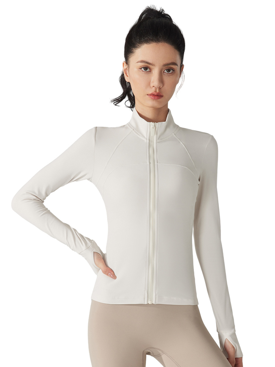 Yuancheng polar chaqueta deportiva caliente espesado slim fit adelgazamiento ropa de yoga manga larga con cremallera running fitness top