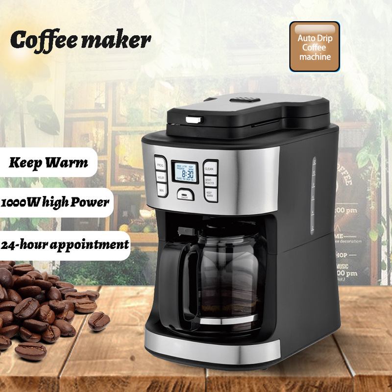 European Standard Drip-Type Coffee Machine with Scheduled Brewing Mode and Automatic Grinding Function for Coffee Beans, Fully Automatic American-Style