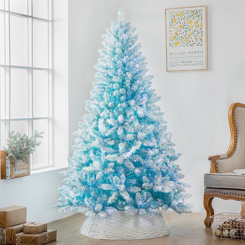 Cruzar la frontera nuevo lujo cifrado árbol de Navidad grande PE simulación árbol rosa azul macaron nieve árbol brillante Navidad