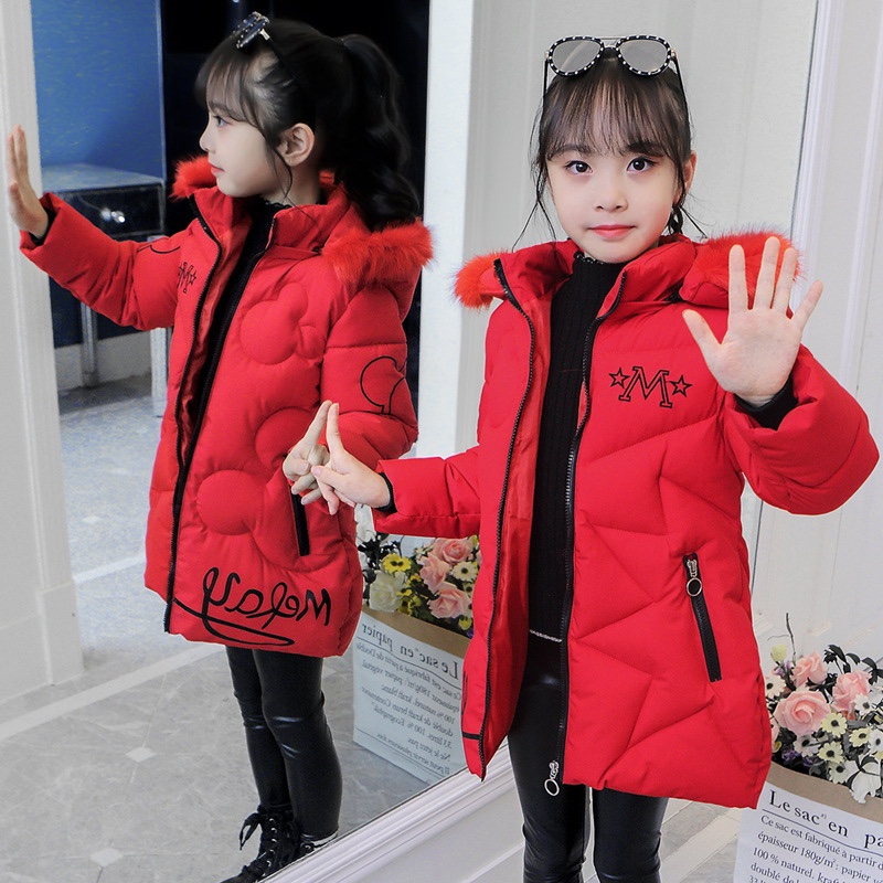 Chaqueta acolchada de algodón de invierno para niñas estilo occidental de longitud media para niños medianos y grandes Chaqueta acolchada de algodón adelgazante para niñas Chaqueta acolchada de algodón cálida para niñas