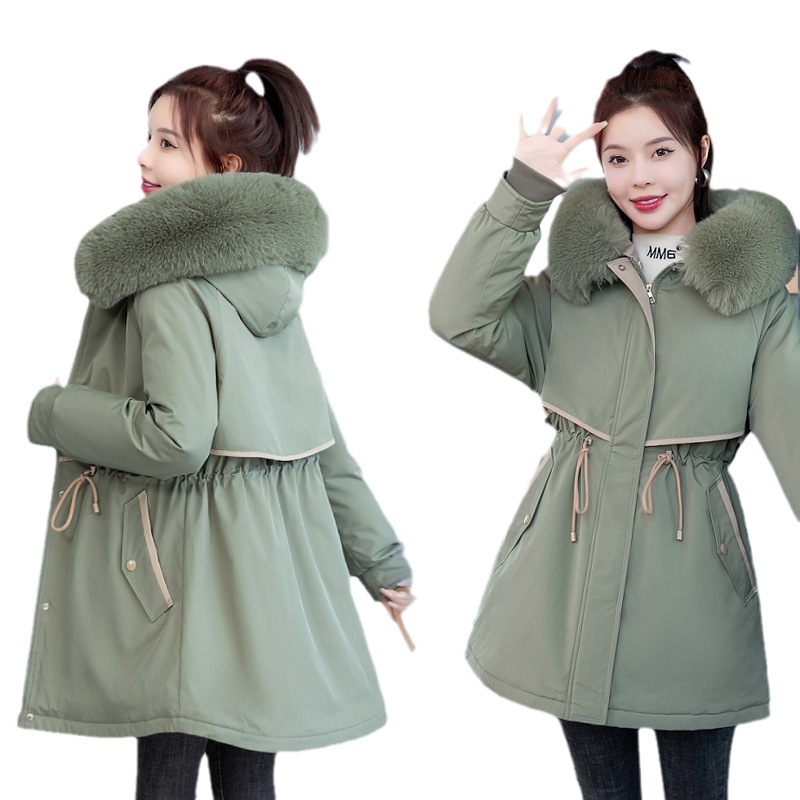 2023 Nueva parka ropa de mujer forro desmontable una capa de tres desgaste abrigo corto de invierno gran cuello de piel fuera de temporada abrigo de algodón acolchado image 6