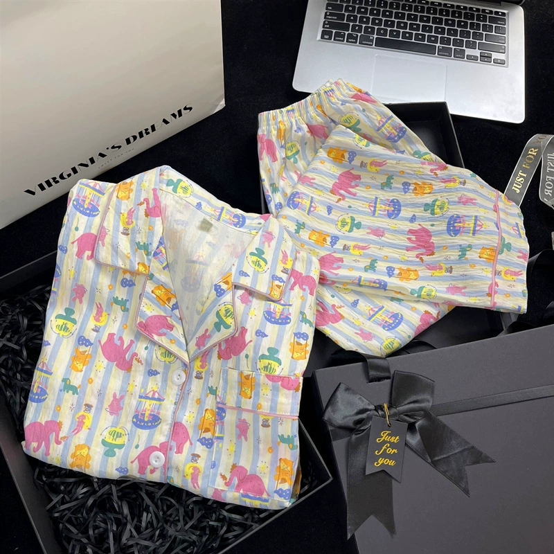 Пижамный комплект с длинным рукавом (Hello Kitty), хлопок, японский стиль, размеры M–XXL