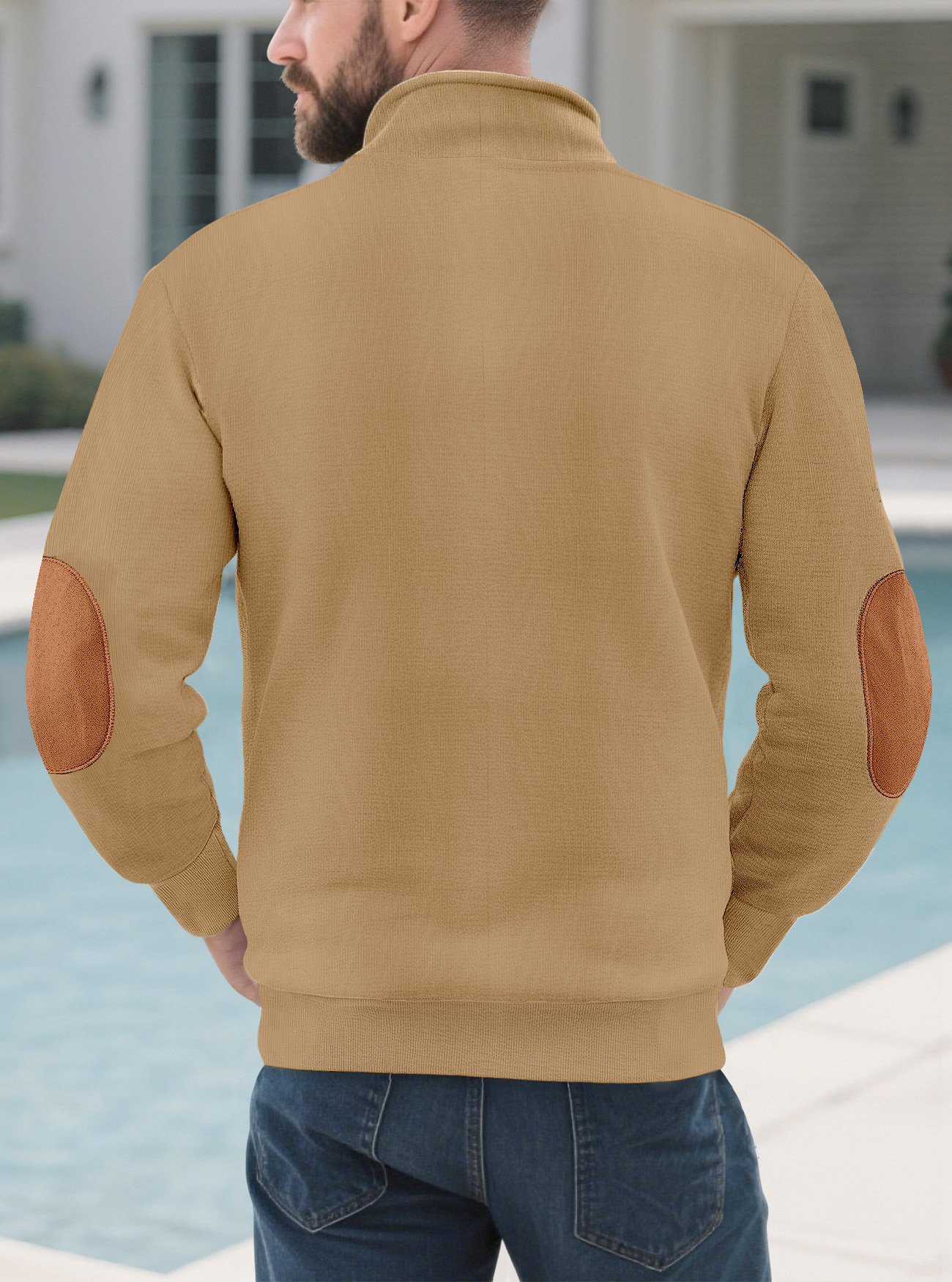 Retro Half Zip Sweatshirt For Men With Patchwork Embroidery_voghion.com