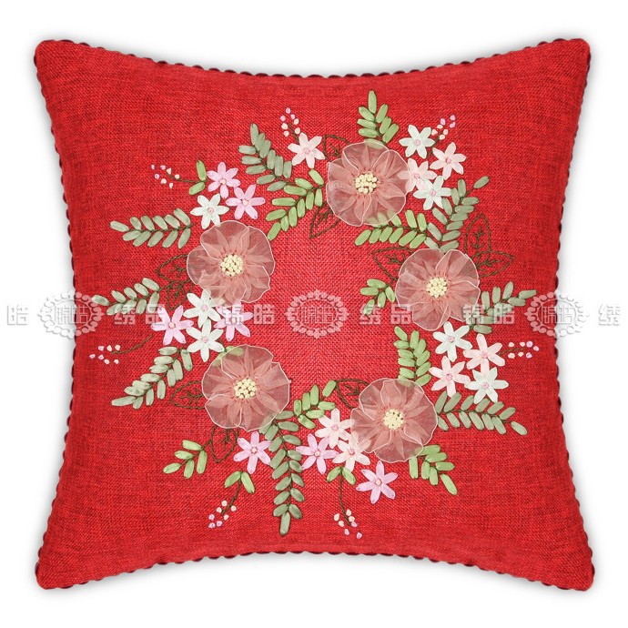 Jinhao bordado fábrica al por mayor hecho a mano bordado Cruz puntada DIY cinta bordado cojín almohada Guangzhou 04