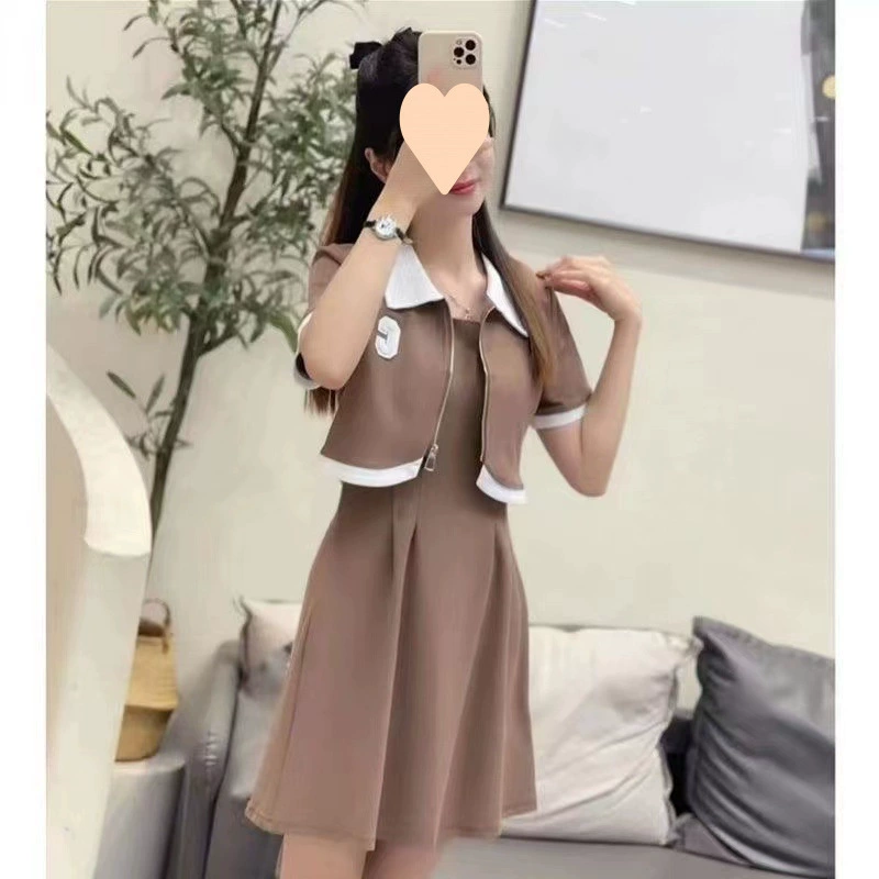 Весенне-летний, осенний комплект из двух предметов в стиле Chanel для молодого образа, повседневное утягивающее платье и куртка, миниатюрный универсальный модный женский костюм.