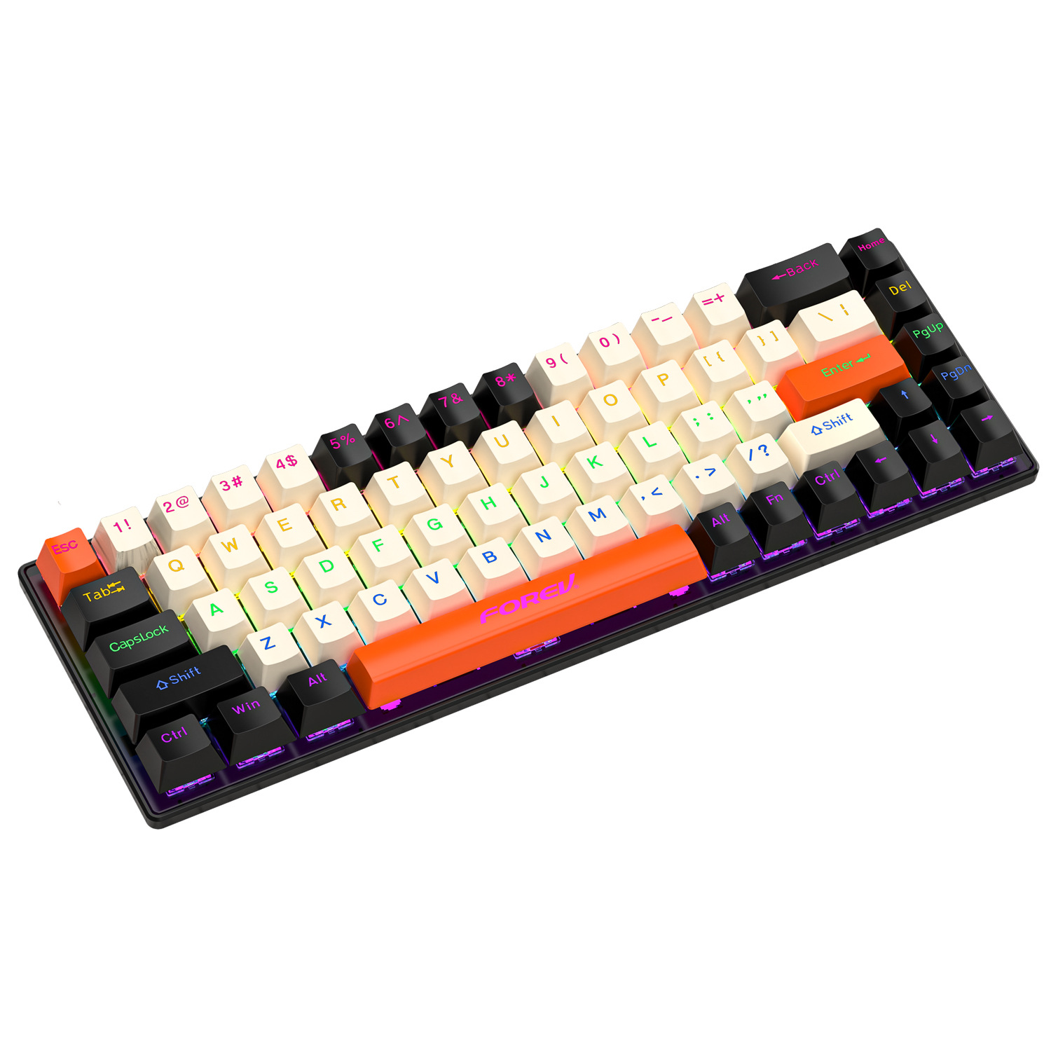 Teclado mecánico ruso de alto valor de 68 teclas Q68 juegos por cable RGB tres modos teclado mecánico