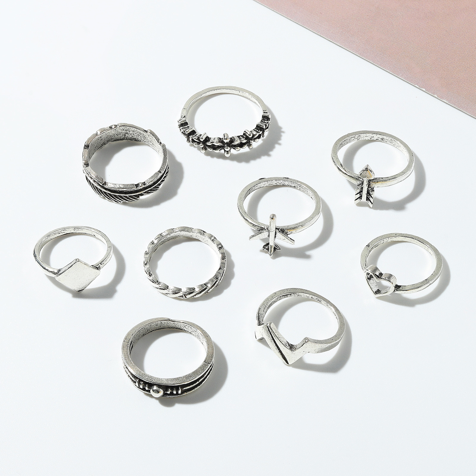 Korean Alloy Snake Open Diamond Ring Set Wholesale display picture 8