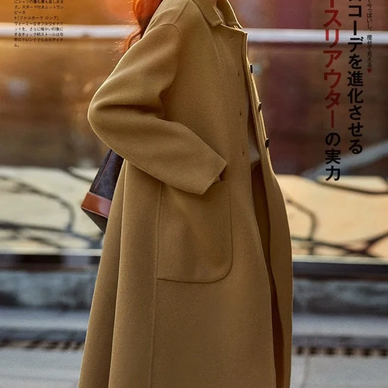 Плюс размер женская шерстяная шерстяная шуба женская средняя длинная 2024 осень и зима новая свободная высококачественная двухсторонняя шерстяная куртка