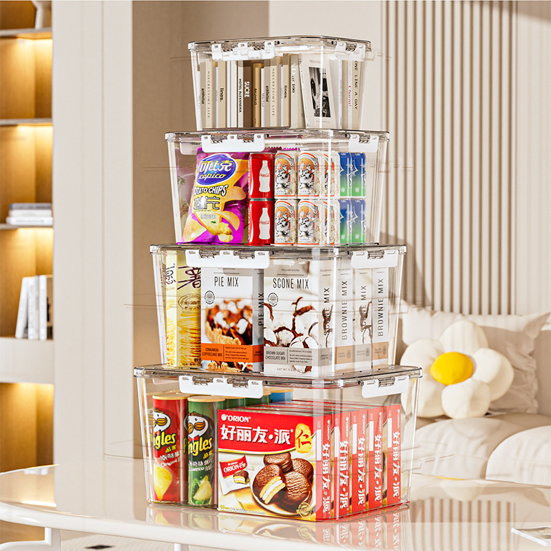 Transparent Storage Box Household Plastic Storage Box Books Snacks Clothes Large Box Toy Storage Building Block Storage Box
