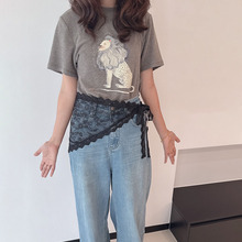 新品高性价比三角巾系带蕾丝屁帘女刺绣花朵叠穿半身裙显瘦甜美风