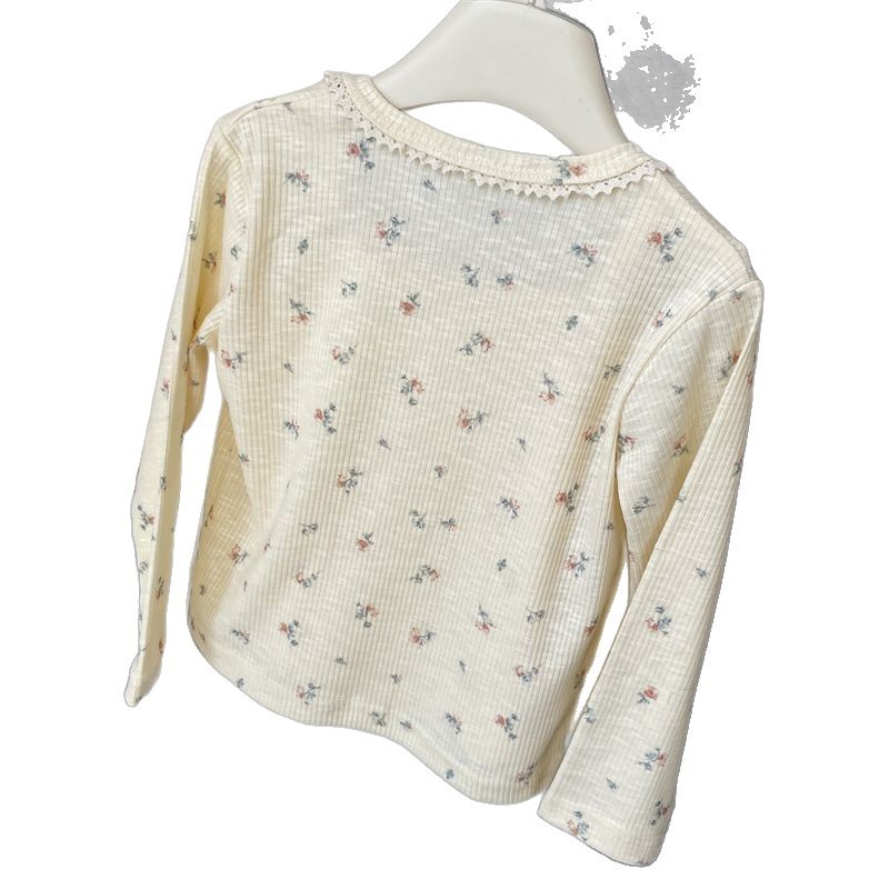 女の子の花柄カーディガンサスペンダースーツ、おしゃれな春と秋の服、女の赤ちゃんの甘いベスト2点セット、かわいい女の子|undefined
