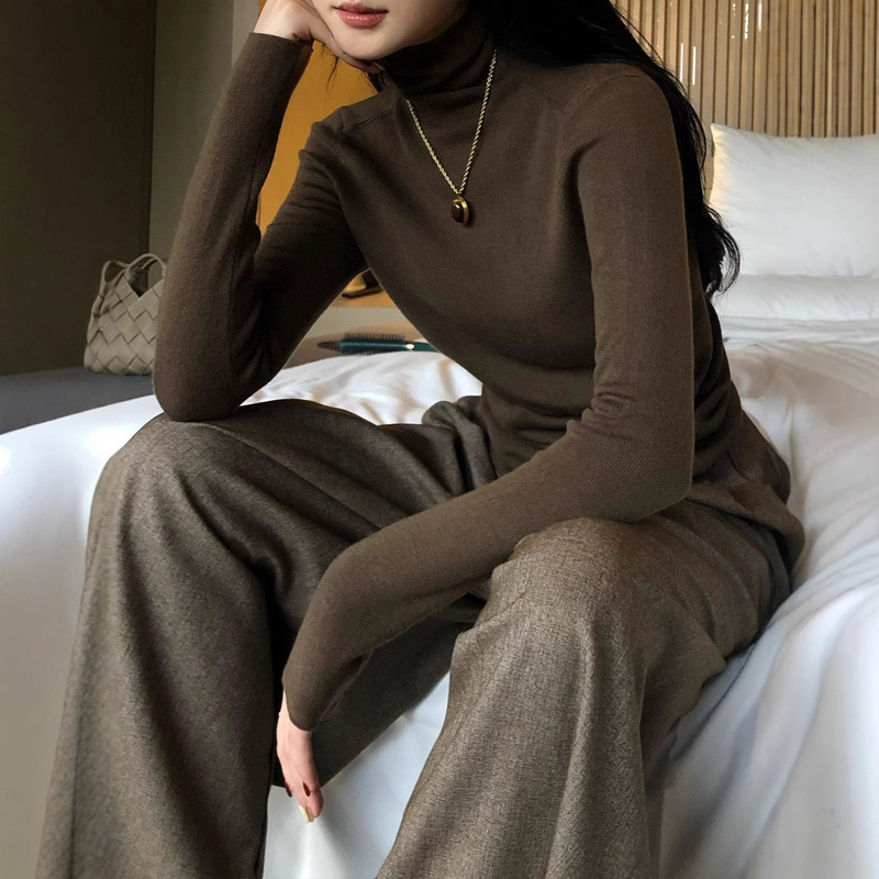 Cross-Border Stylish High-Neck Knit Top for Women, Autumn and Winter Wool Knitwear That Doesn'T Chafe, Paired with Wide-Leg Pants Cross-Border Stylish High-Neck Knit Top for Women, Autumn and Winter Wool Knitwear That Doesn'T Chafe, Paired with Wide-Leg Pants