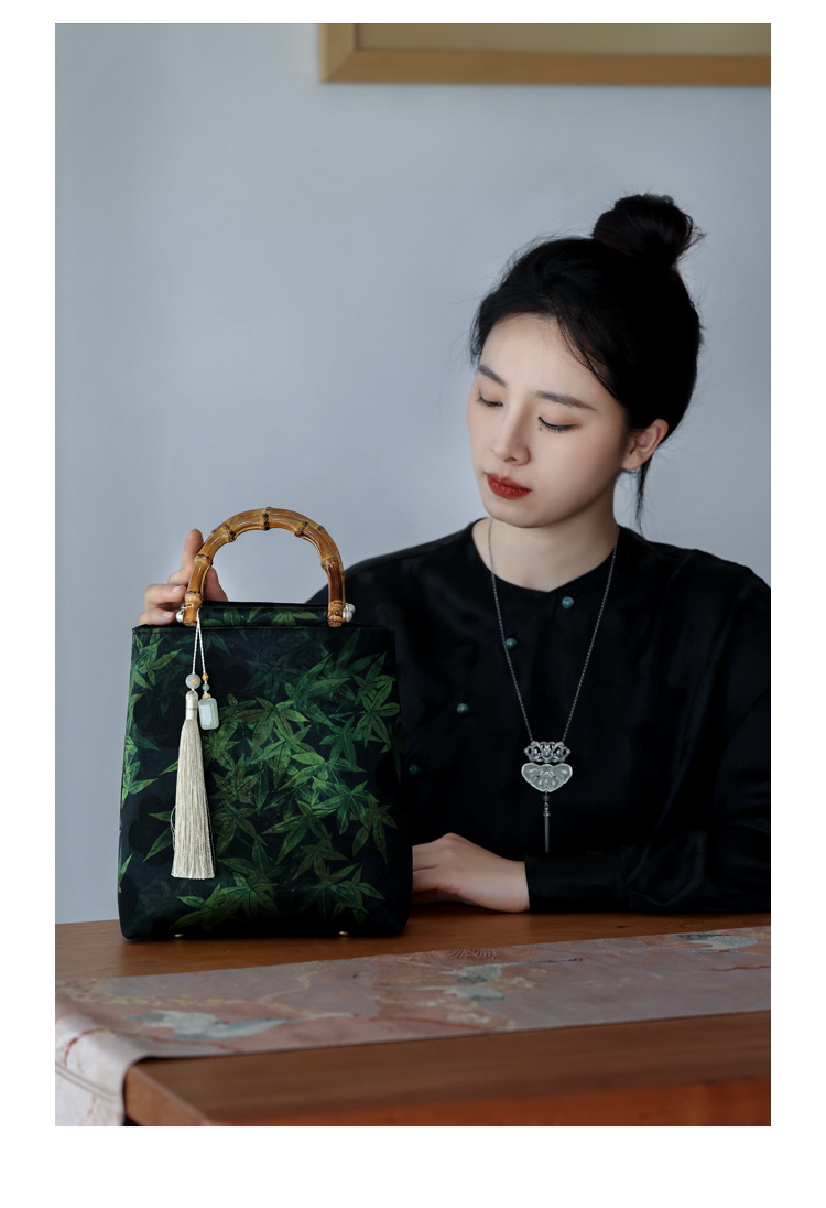 Yaji Xiangyun gaze, cheongsam en bambou, sac à main, nouveau Hanfu ancien, sac pour femmes de style chinois, jupe, sac à main_voghion.com