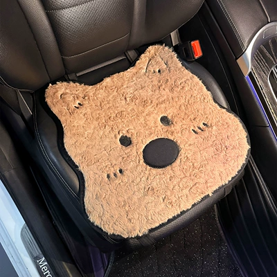 Car Seat Cushion Winter Thick Plush Cute West Highland Puppy Seat Cushion In-Car Autumn and Winter Warm Car Seat Cover for Women (Seat cushion, seat cover) - puppy-plush-seat-cushion-front-row