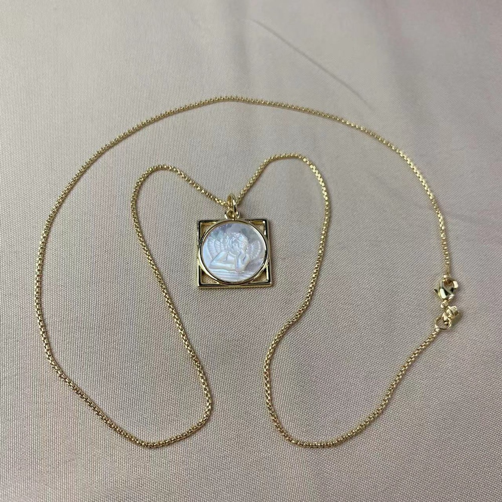 Style Simple Ange Le Cuivre Placage Incruster Coquille Plaqué Or 18k Pendentif display picture 6