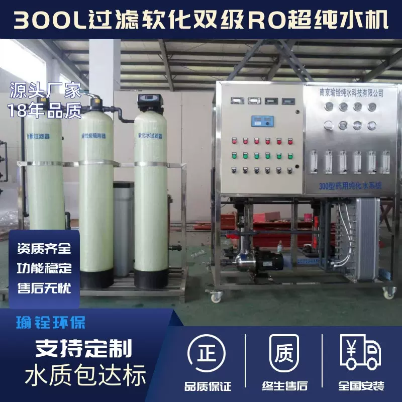 300L过滤软化水设备双级反渗透EDI超纯水设备 源头厂家 水质达标