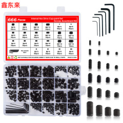 666pcs 12.9級メートル凹端内六角締めねじ凹端ヘッドレス機米ねじセット
