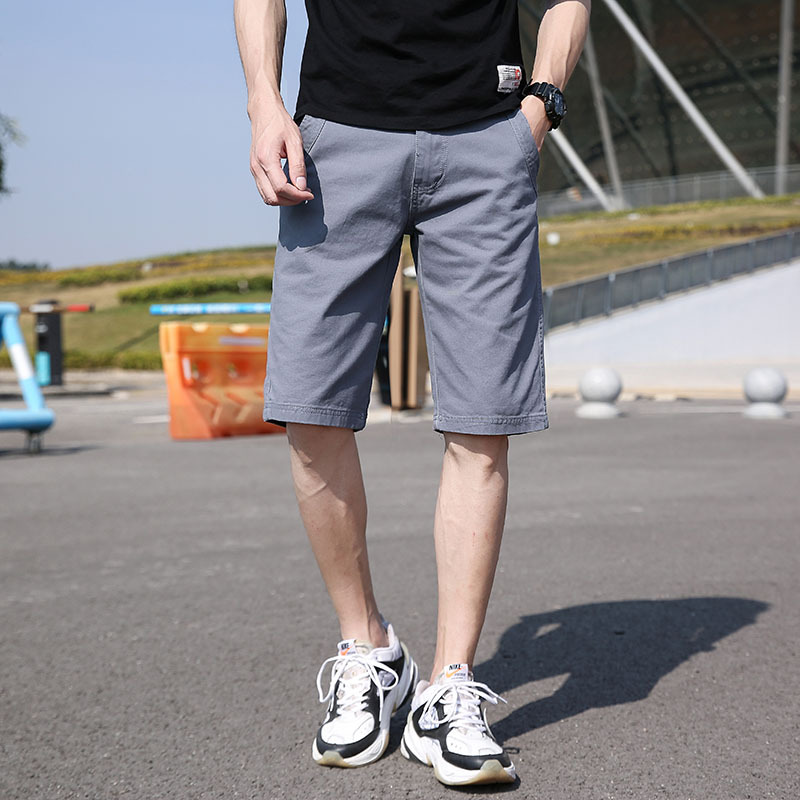Casual Simple Solid Color Cargo Shorts Men's Summer Versatile Trendy Mid-Length Shorts Multi-Pocket Cotton Shorts