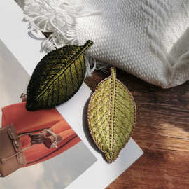 森系简约叶子清新发夹ins边夹头饰刘海发卡顶夹发饰少女头饰夹子