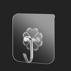 Simple and powerful kitchen and bathroom wall plastic seamless transparent hook waterproof punch-free seamless hook