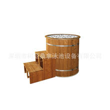 厂家木制冰桶圆形单人冰浴桶冷热机碳化白松木不锈钢冰桶浴缸